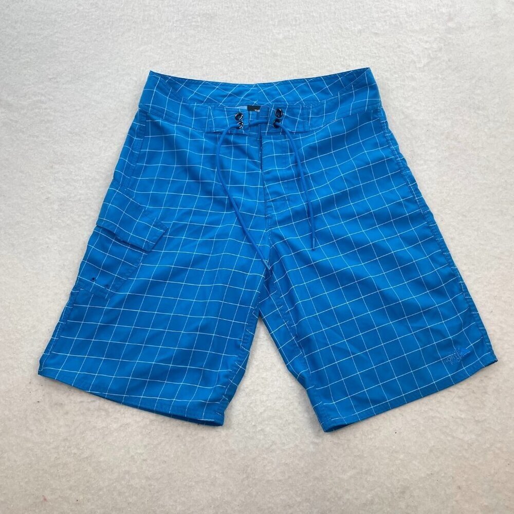 The North Face Board Shorts Men's 32 Blue Swim Trunks Quick Dry Pocket Logo Surf